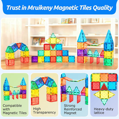 8 Piece Large Square Shape Magnetic Tiles Kids Toys, Magnetic Building Blocks STEM Magnet Building Set Preschool Learning Magnet for Kids Ages 3-5 4-8, Sensory Montessori Toys for 3+ Boys and Girls