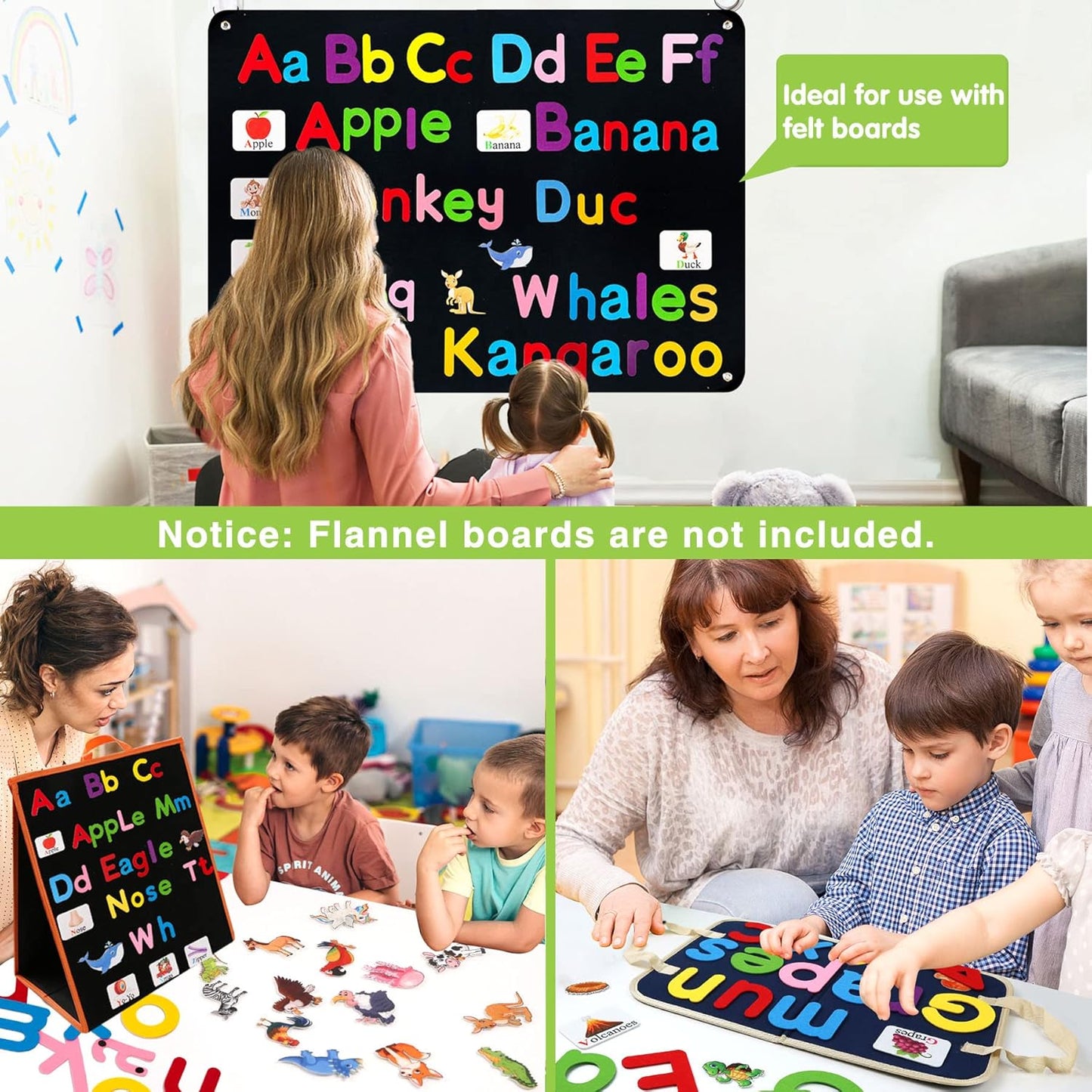 Craftstory 130 Pcs Alphabet Learning Toys Letters-Felt Montessori Board for Toddlers with Flashcards Preschool Phonics Vocabulary Activities Educational Toys for 3 Year Old