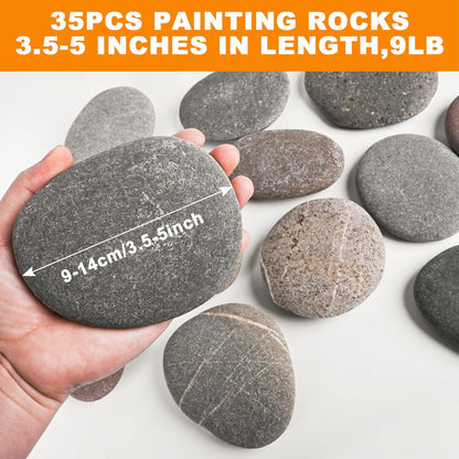 River Rocks for Painting 45 Pcs Large 2-3 Inch Flat Smooth Painting Stones Craft Rock to Paint for Kids Crafts Painting Bulk