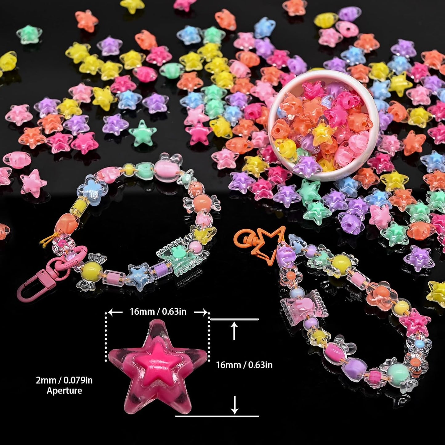 200g+ Candy Bulk Assorted Cute Kandi Beads for Jewelry Making, Bracelet Making Kit, Craft Supplies Charm Beads(Mixed II)