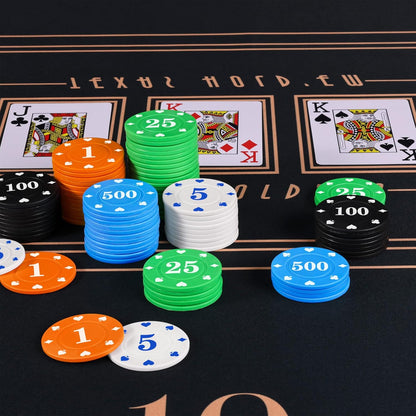 Plastic Poker Chips Set with Storage Box for Blackjack, Texas Hold'em, Night Poker Games