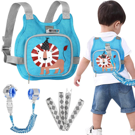 Accmor Toddler Harness Leash + Reflective Anti Lost Wrist Link, Cute Car Kids Back Pack with Hand Strap Collapsible Child Walking Restraint Belt Tether Hold Baby Boys Close for Outdoor Travel
