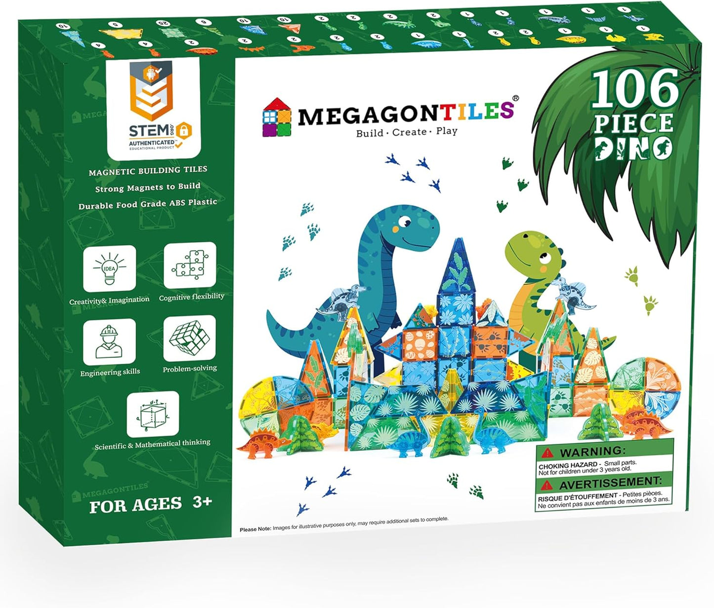 MEGAGONTILES Marble Run Magnetic Tiles Set 120PCS | STEM-Authenticated Magnetic Building Blocks with Marble Track Pieces | Educational Construction Toy for Kids Ages 3–8 (Boys & Girls)