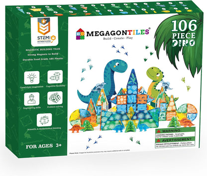 MEGAGONTILES Marble Run Magnetic Tiles Set 120PCS | STEM-Authenticated Magnetic Building Blocks with Marble Track Pieces | Educational Construction Toy for Kids Ages 3–8 (Boys & Girls)