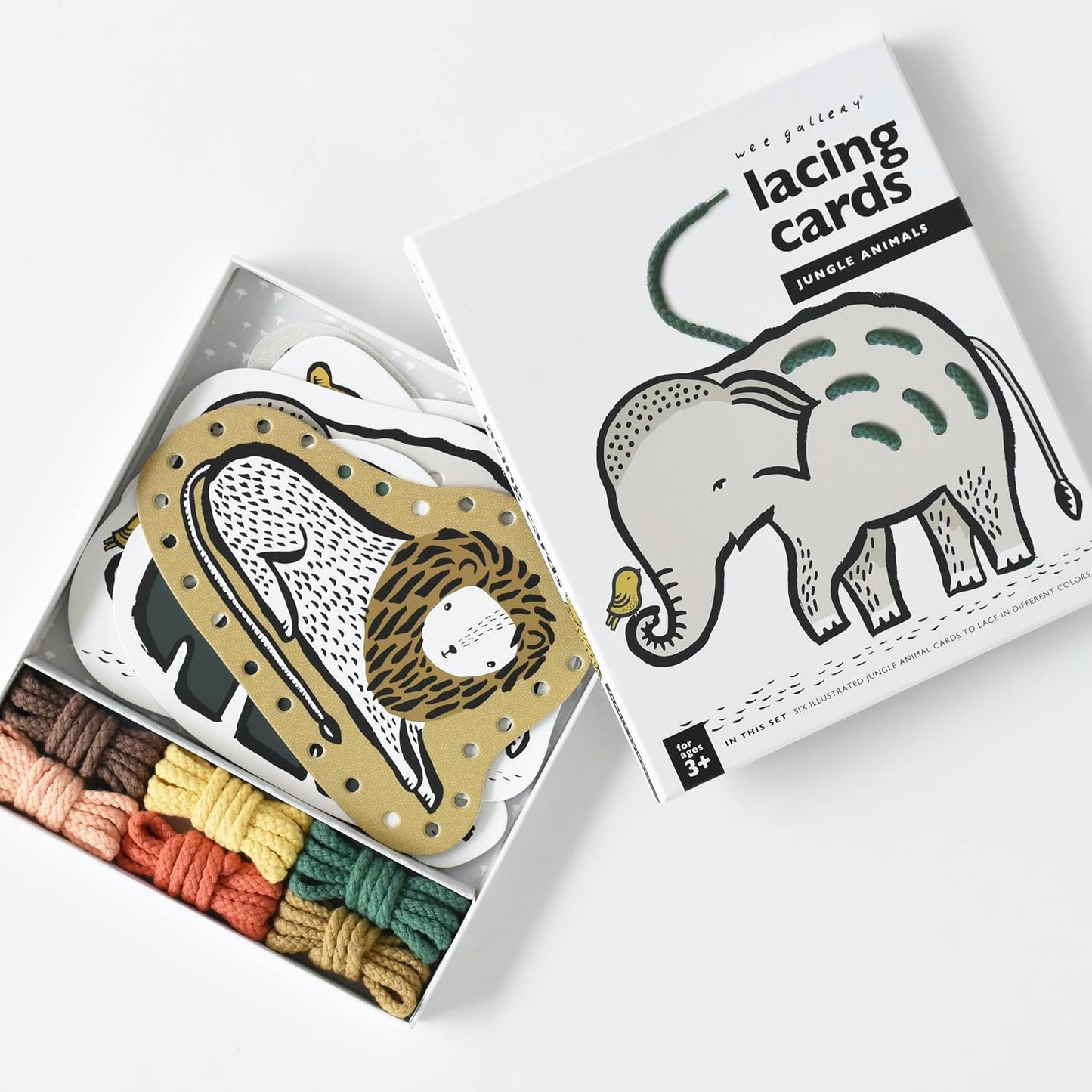 Wee Gallery Baby Animals Lacing Cards, Sewing Board and Travel Game for Toddlers and Preschoolers, Fine Motor Skills Toy, Montessori-Inspired Educational Kids Craft Activity for Ages 3+
