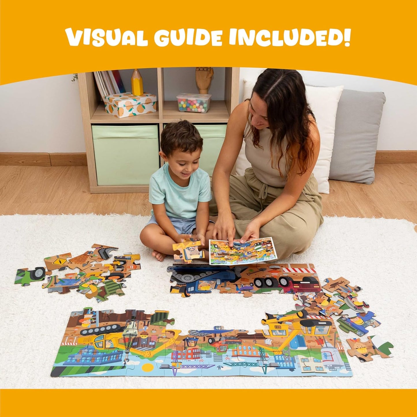BONNYCO Giant Floor Puzzles for Kids of Jungle Animals with 48 Large Pieces. Safari Jumbo Puzzle 36.2 x 24.4 in, Gifts for Boys and Girls, Educational Kids Toys Ages 2-8
