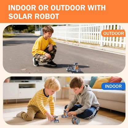 AESGOGO STEM Projects for Kids Ages 8-12, Solar Robot Science Building Kits, Birthday Gifts for 8 9 10 11 12-16 Year Old Boys Girls Teens, Robotics Powered by Sun or Battery(Not Include).