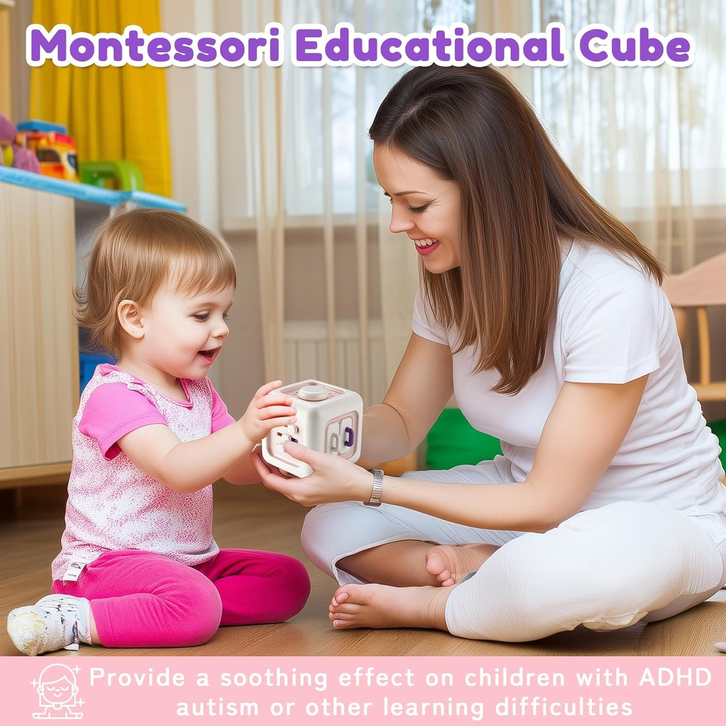 SOCBTNSO Busy Cube Toy for 1 Year Old Boy, Montessori Toys for 1+ Year Old, Travel Sensory Toys for Toddlers 1-3, Learning Fine Motor Skills| 1st Birthday Gifts 6 9 12 Months Baby