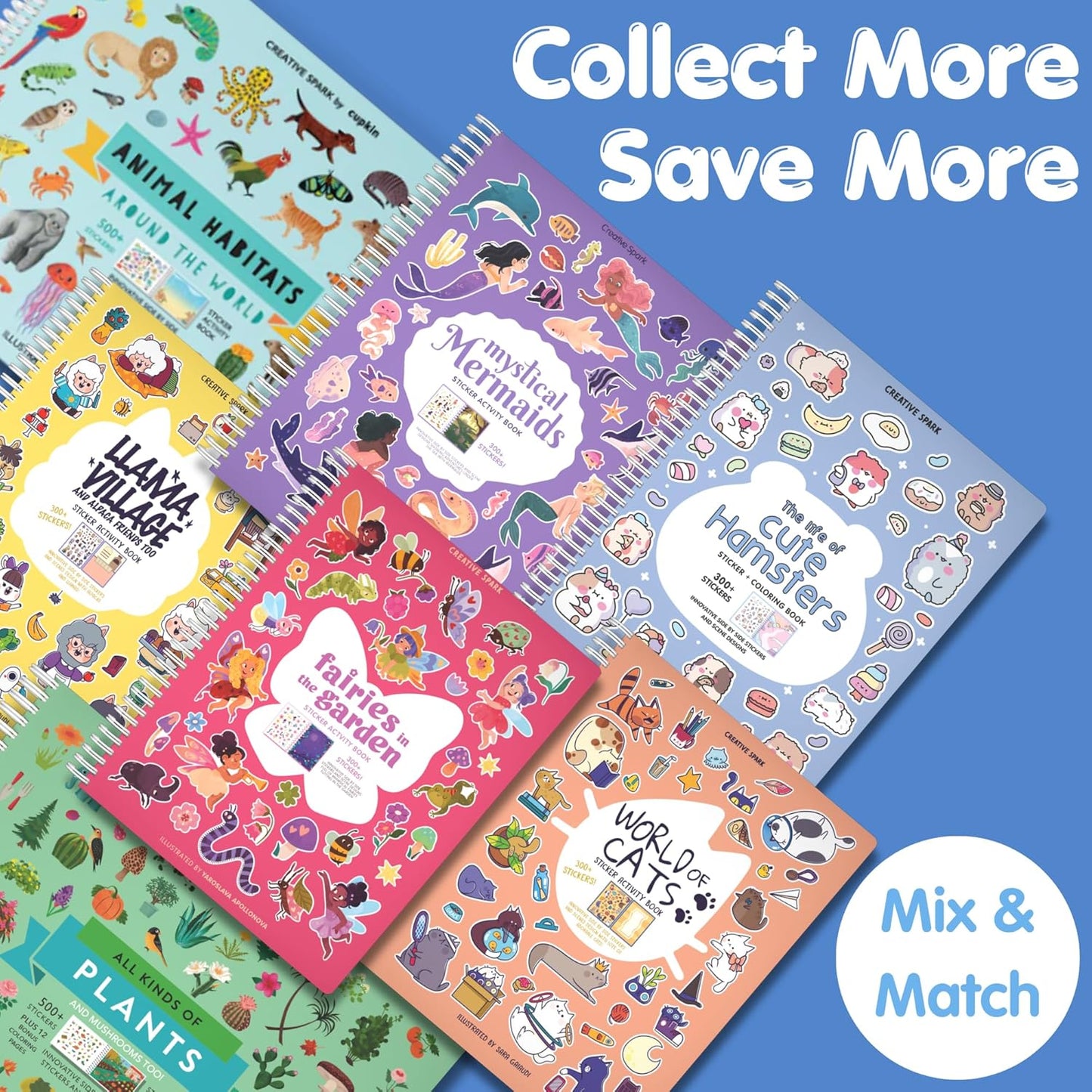 Animals Habitat 500+ Kids Sticker Book by Cupkin Toddler Airplane Travel Activity Coloring and Sticker Book, Road Trip Essentials, 12 Coloring Pages + 12 Scenes for Ages 2–8 Years - Colors A