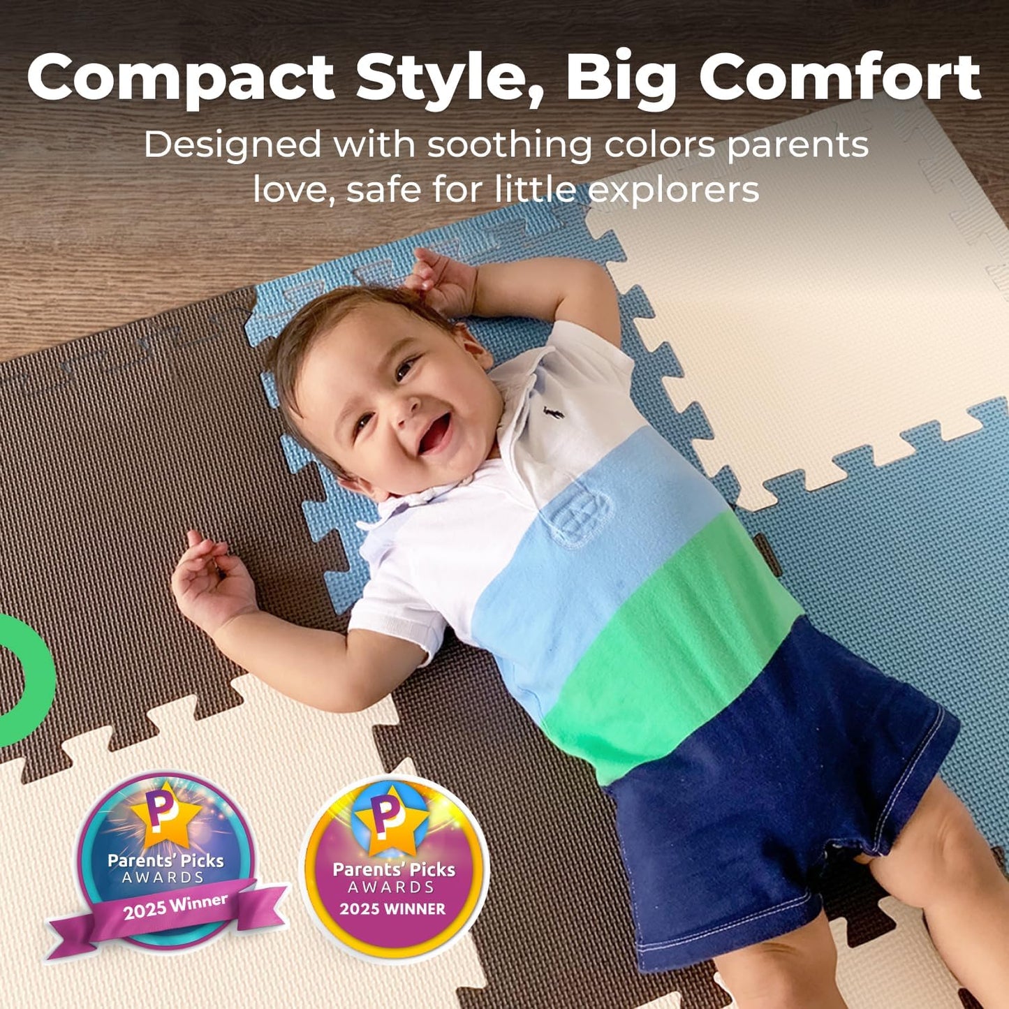MioTetto Baby Play Mat, Soft Foam Floor Tiles for Kids. Adjustable Interlocking Foam Tiles, Fits with 50x50 Playpen Baby mat for Crawling & Development, Safe & Non-Toxic Playmat for Babies 6-12 Months
