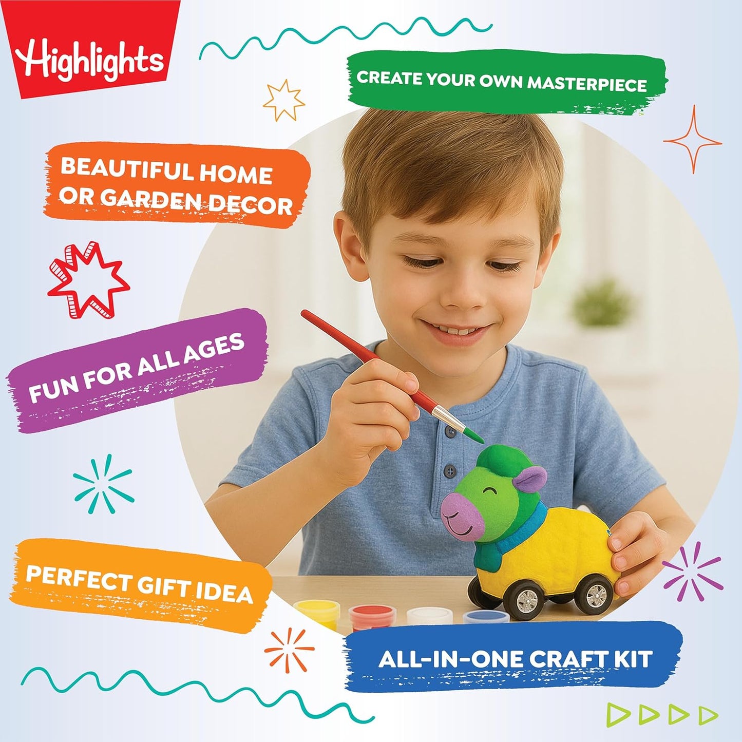 Highlights Paint Your Own Plaster Figurine & Activity Kits – DIY Art Sets with Figurines, Paints, Brush & Bonus Activities – Multiple Themes – Ages 6+