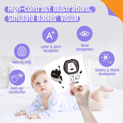 50 PCS Kid First Cognitive Flashcards,Double Sided Printed 7 in 1 Colorful Cards Alphabet,Numbers, Foods,Animals,Shapes,Colors with 3 Reclosable Rings,Learning Tool for Pre-K Kindergarten Toddlers