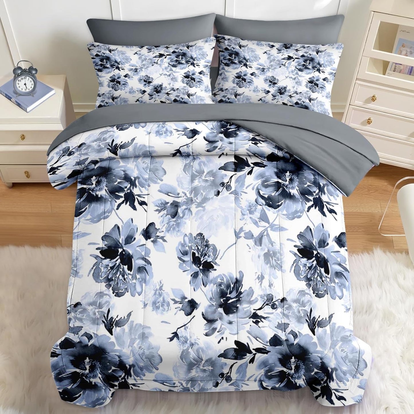 Nesker Comforter Set Twin Size, Science Lab School 5 Pcs Bedding for Kids and Adults, Medical University Chemistry Bed Sheet Sets with Fitted Sheet Pillowcase & Sham