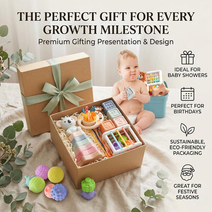 Montessori Sensory Activity Toy for Babies 6-18Months - Silicone Pull String Activity & Fine Motor Skill Development Toy - Travel-Friendly Stroller & High Chair Toys for Infants, Easy-Clean Design