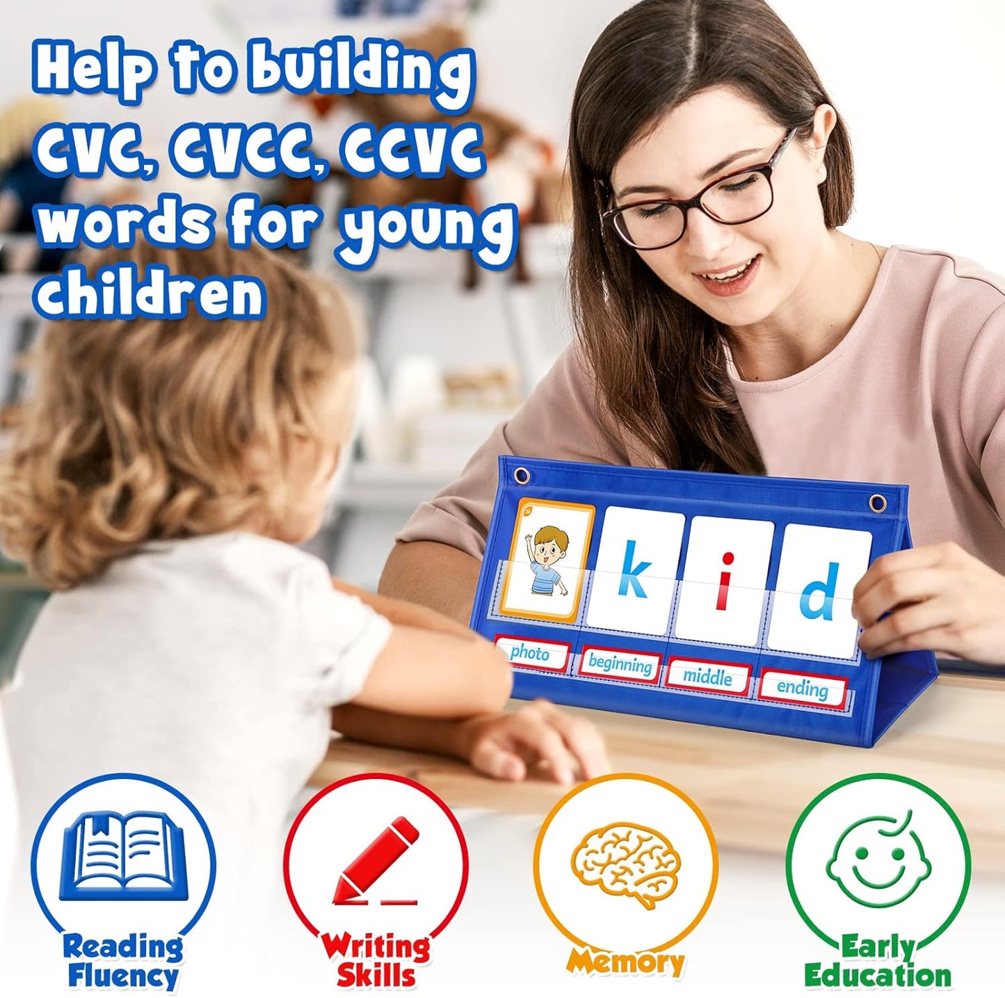 Torlam Blends & Digraphs Pocket Chart, Onset Rime Phonics Games Sight Word Flash Cards, Educational Spelling Reading Learning Blending Board, Elementary Kindergarten Classroom Teachers Must Haves