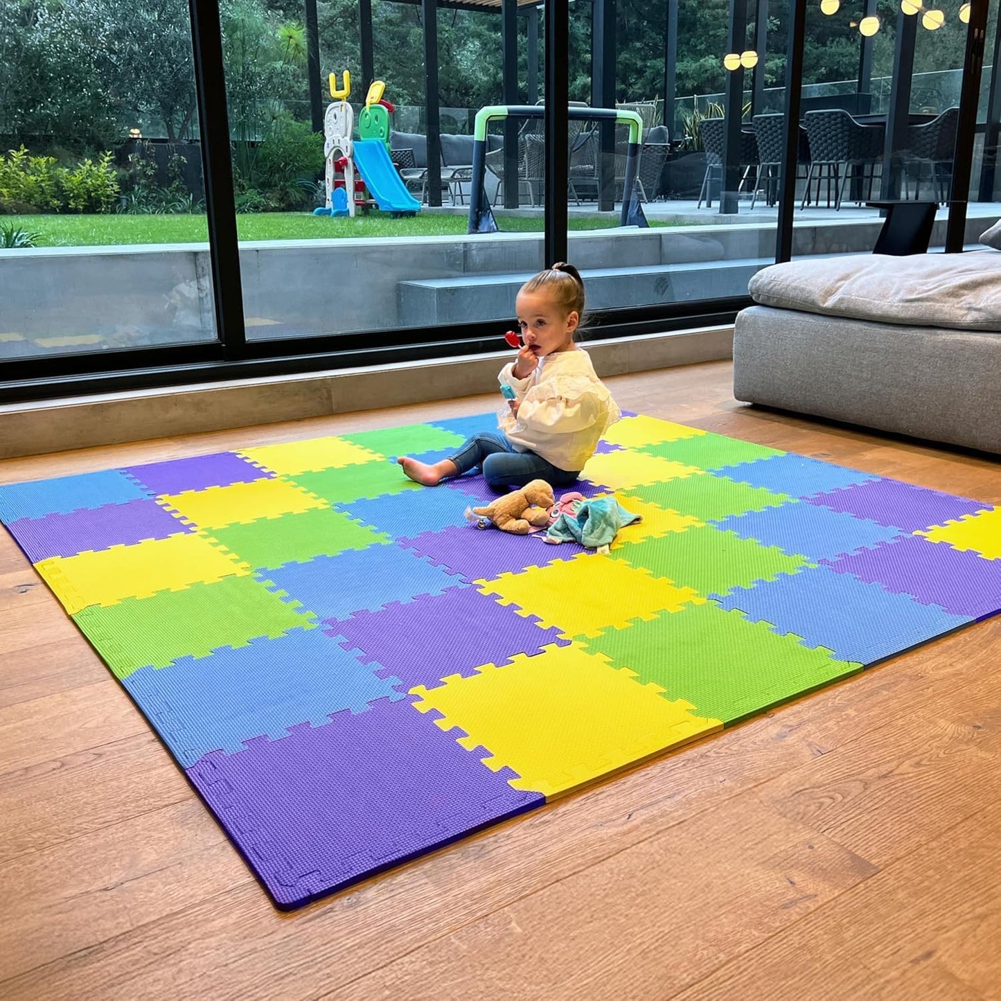 MioTetto Baby Play Mat, Soft Foam Floor Tiles for Kids. Adjustable Interlocking Foam Tiles, Fits with 50x50 Playpen Baby mat for Crawling & Development, Safe & Non-Toxic Playmat for Babies 6-12 Months