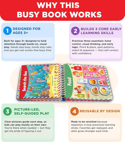 Doctor Jupiter My First Montessori Busy Book for Toddlers 1+ Year Olds | Preschool Learning Activities - Educational Travel Toys | Birthday Gift for Girls Ages 1,2,3
