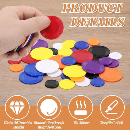 uxcell 64Pcs Plastic Poker Chips, 0.9 Inch Mini Bingo Chips Learning Counters Counting Counters Disks Markers Opaque Game Tokens for Game Play Math Counting, Red, Pattern