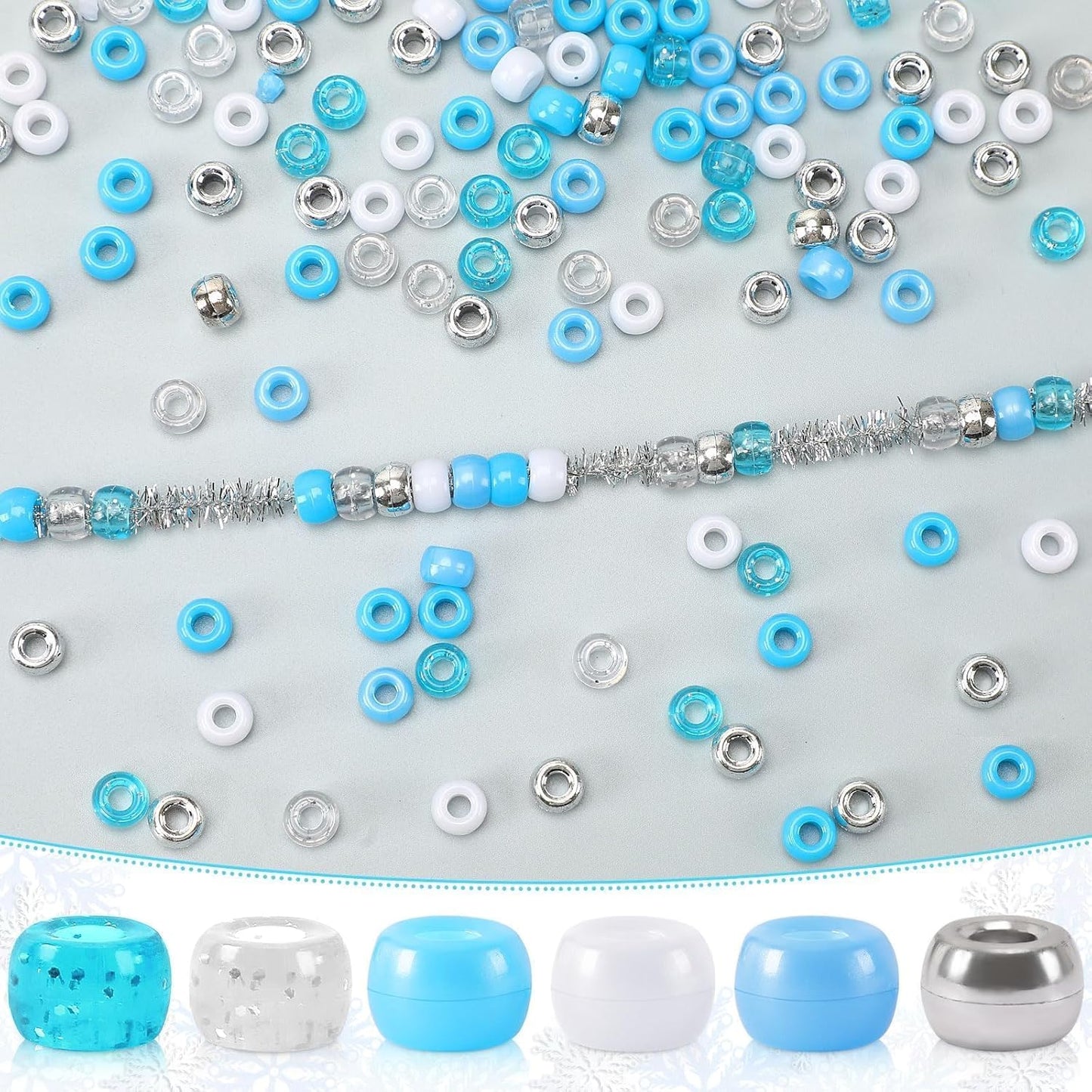 UPINS 1200Pcs Christmas Pony Beads Friendship Plastic Small Hair Beads Red Green White Pony Beads for Necklace Supplies (Christmas)