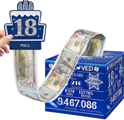 10 Happy Birthday Money Box for Cash Gift, 10th Birthday Decorations for Boys and Girls, Gifts for 10 Year Old Boy, Boy Gift Ideas, Cool Things for Teen -Blue with 100PCS Bags