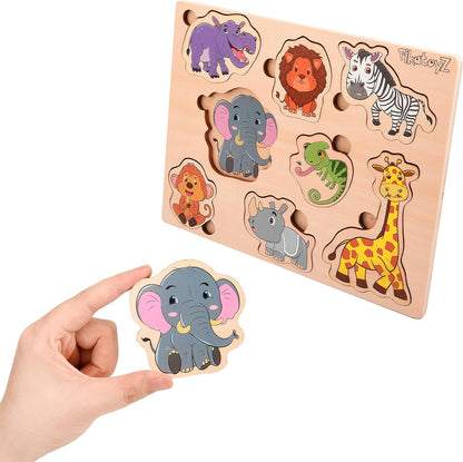 Pikatoyz® Wooden Puzzles for Toddlers 1-3 – Montessori Educational and Learning Toys – Wooden Baby Puzzle for Kids 1 Year and Up – Developmental Toys – Baby Puzzles for Early Learning