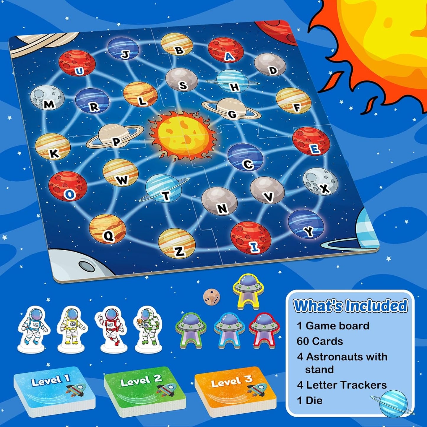 Broytain Letter Phonics Board Game for Kids,Educational Learning Word Board Games for Boys and Girls,Reading and Spelling Word Games Ages 4 5 6,Classroom Travel Indoor Outdoor Family Games