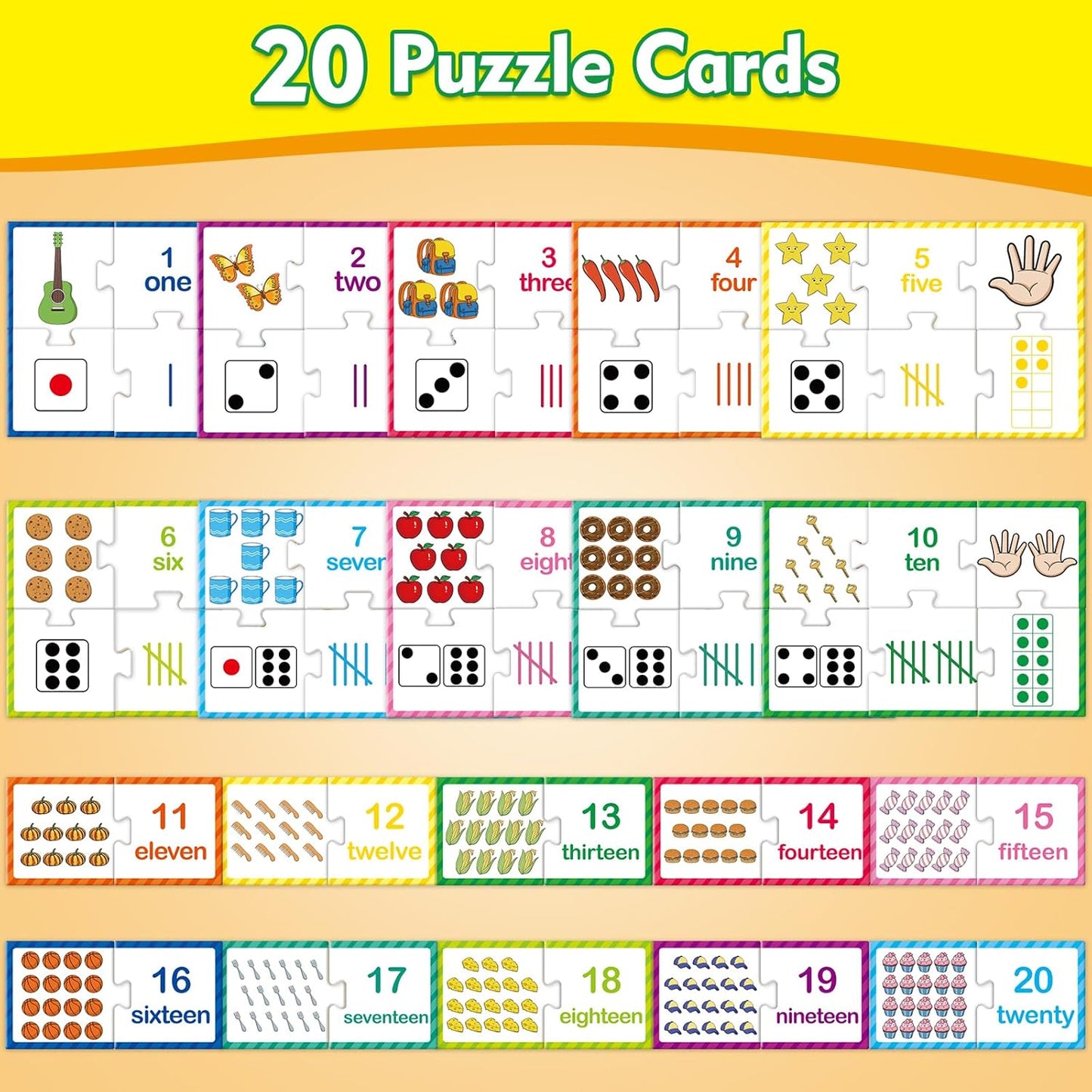 Kasfalci Number Puzzle Cards,Counting Toys,Math Manipulatives,Math Games for Kids,Toddler Puzzles,Matching Games,Preschool Learning Activities,Kindergarten Classroom Must Haves,Homeschool Supplies
