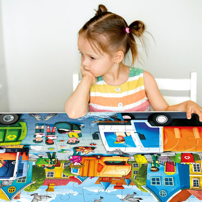 QUOKKA Giant Floor Puzzle for Kids Ages 4-6 – 2x3 Feet Extra-Thick 48 Pieces Toddler Puzzle Ages 3-5 – Construction Educational Activity for Boys Girls – Premium Box with Sturdy Handle & Magnetic
