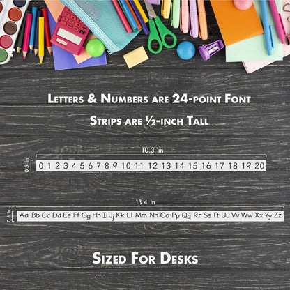StikArt Removable Stickers - Alphabet Letters Desk Strips & Numbers Desk Strips (8 Pack)