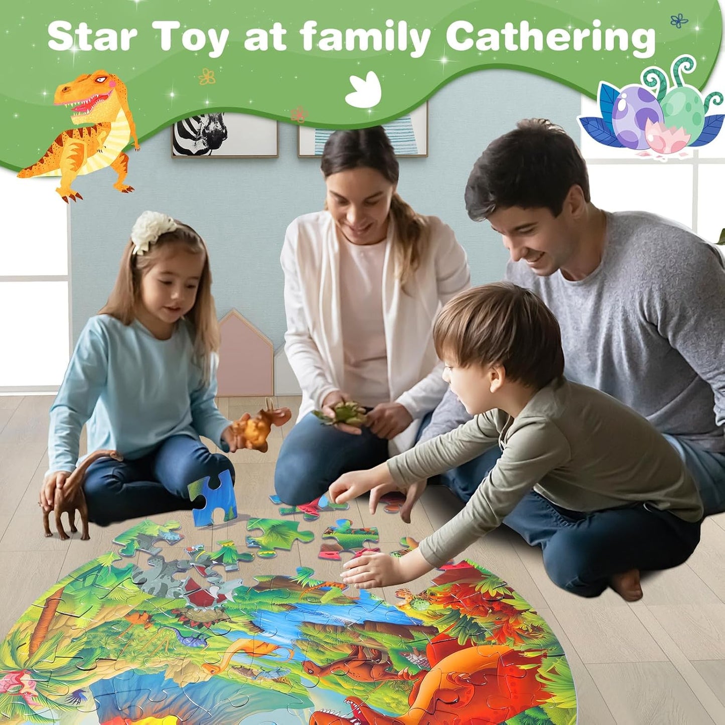 Civaner 70 Pieces Floor Puzzles Round Large Puzzles for Kids Ages 3-5 5-8 Jumbo Jigsaw Puzzle Educational Gifts for Toddlers Girls Boys Baby Shower Holiday Birthday(Unicorn)