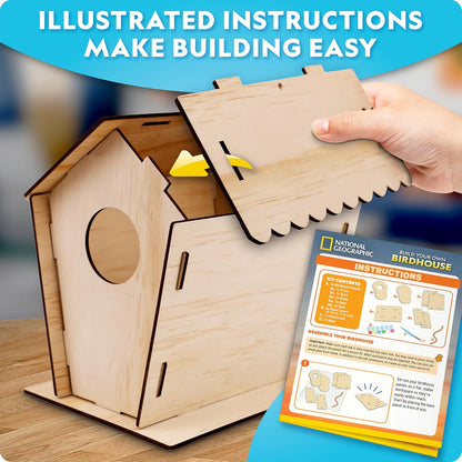 National Geographic Build a Bee Habitat Craft Kit for Kids – Paint & Build a House for Mason Bees, Outdoor Arts & Crafts, Nature Learning Activity, DIY Pollinator Garden Craft, Solitary Bee Hotel