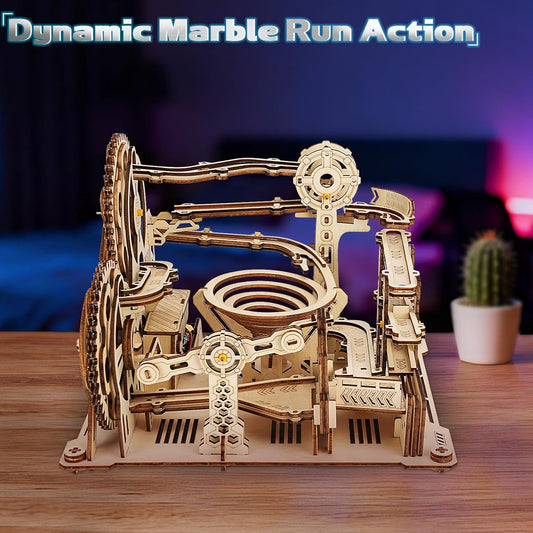 Upgraded Motorized 3D Wooden Puzzles for Adults Marble Run Set, 236-Piece Mechanical Model Kit, STEM Building Project & Unique Gift for Men, Women, Teens, Christmas Birthday Gift