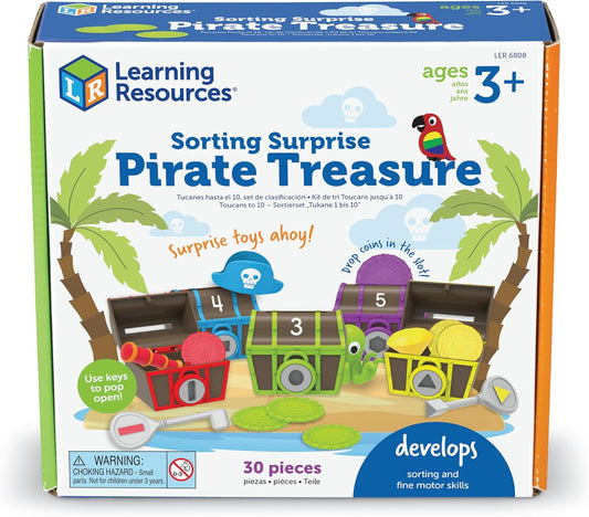 Learning Resources Sorting Surprise Pirate Treasure - 30 Pieces, Ages 3+ Color, Sorting & Matching Skills Toy, Fine Motor Skills Toys for Toddlers, Preschool Learning Toys