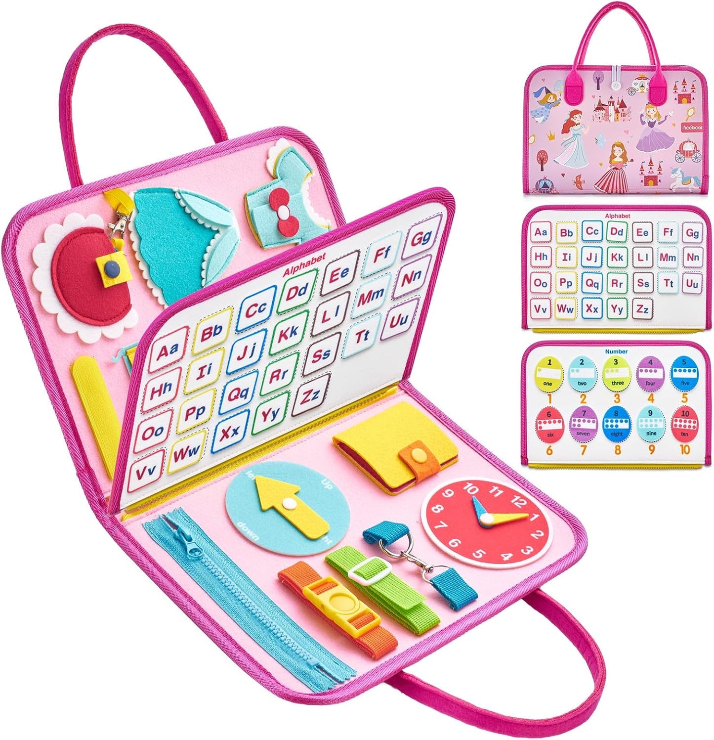 Freebear Busy Board Toddler Travel Toys Sensory Toys for Toddlers 1 2 3 4, Montessori Learning Toys for Toddlers Activities Board, Educational Toys for 3 4 Year Old Boys Girls Gift, Dinosaur
