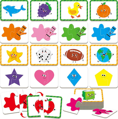 48 Food Matching Puzzles with Error-Correction Mechanism Pre-Primer in 2 Pieces, Perfect for Preschool Learning (24 Blocks Double Sided)