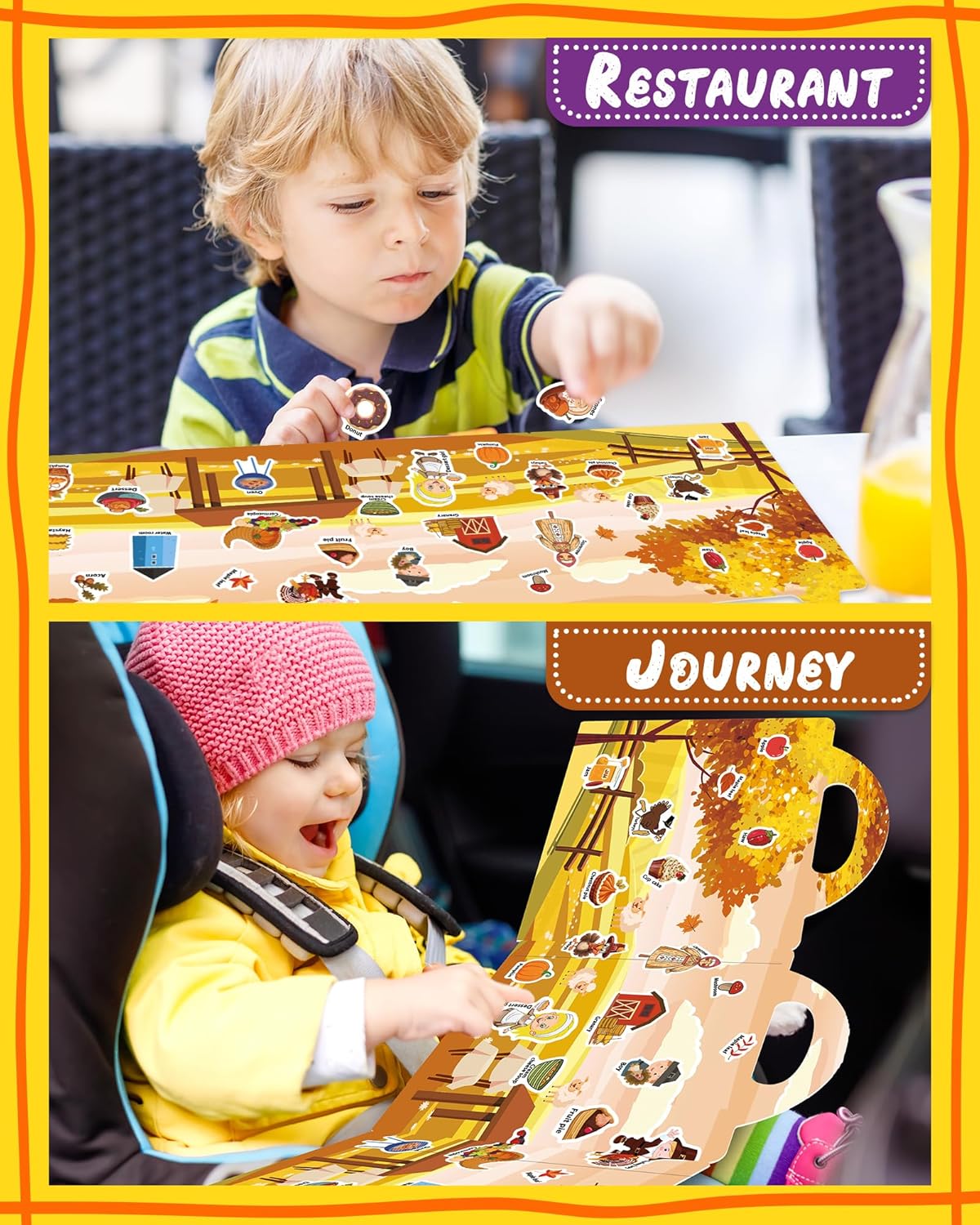 Benresive Reusable Sticker Book for Toddlers, Stickers for Kids, Travel Toys for Arts & Crafts Activities, Birthday Gift for Boys & Girls, Animals Dinosaurs Insects Themes