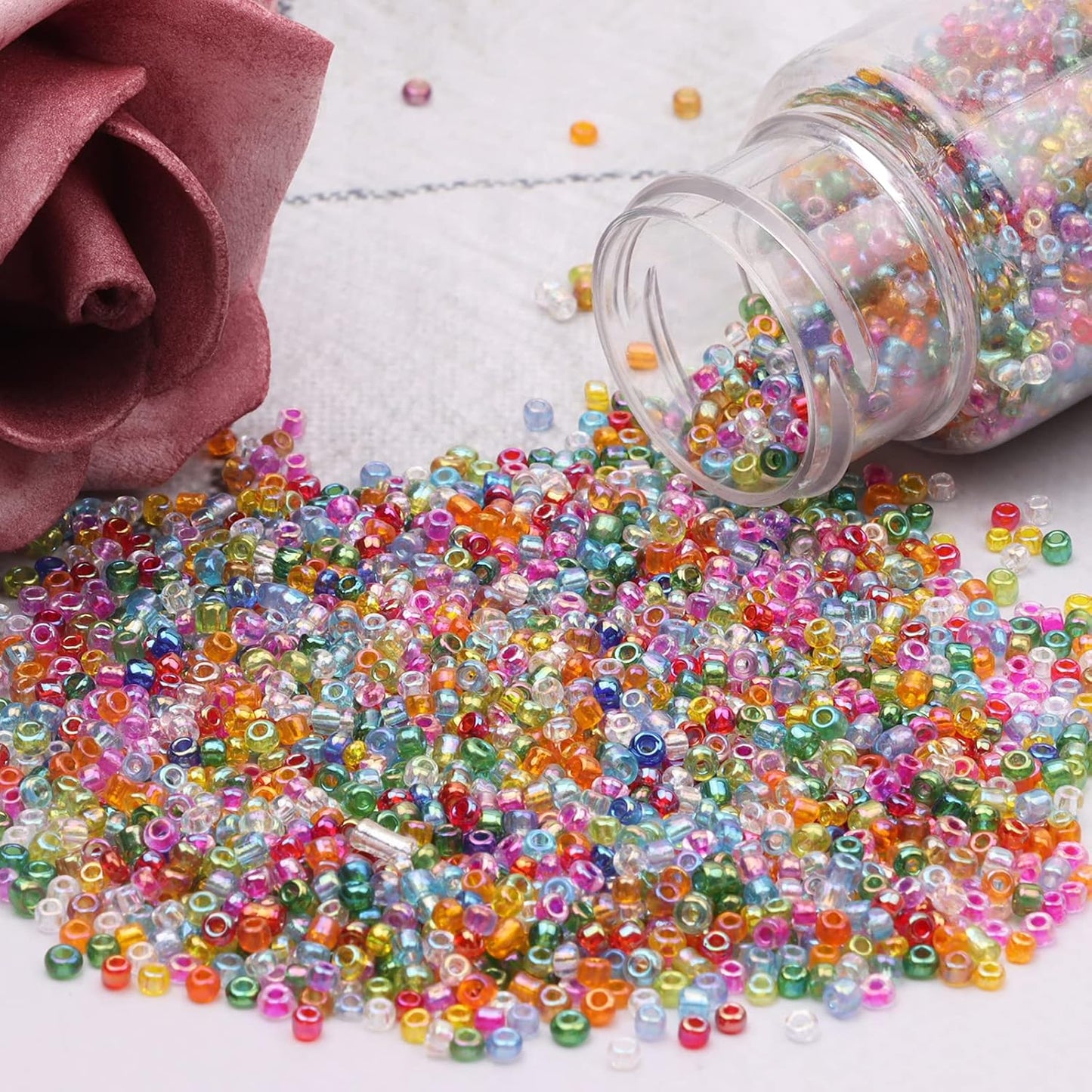 10100 Pcs Size 11/0 Glass Seed Beads, 2 mm Dark Green Small Mini Spacer Loose Pony Beads for Jewelry Making and DIY Crafts - Colors A