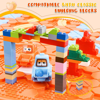 STEM Logic Road Builder Toys: Board Games Toys for 5 Year Old Kids, Montessori Brain Teaser Puzzles Educational Learning Activities Toy for Kid Ages 3 4 6-8 12 Boys Girls Gifts (Orange 32PCS)