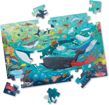 Melissa & Doug Underwater Jumbo Floor Puzzle, 48-Piece Ocean-Themed Jigsaw Puzzle with Sea Animals and Illustrated Guide, 3 x 2 Foot Kids Puzzles for Toddlers Ages 3+