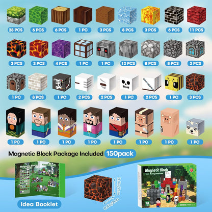 150pcs Magnetic Blocks,Magnetic Building Blocks STEM Toys for Kids Ages 3+,Magnet Tiles with Forest Animals Blocks Set, Educational Sensory Toys for Toddlers,Boys & Girls–Creative Game Gift