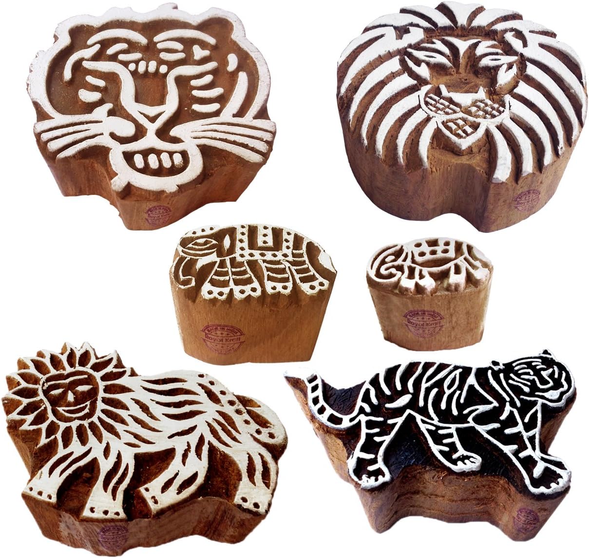 Pottery Printing Blocks Retro Fish Pattern Wooden Stamps (Set of 6) Htag1958