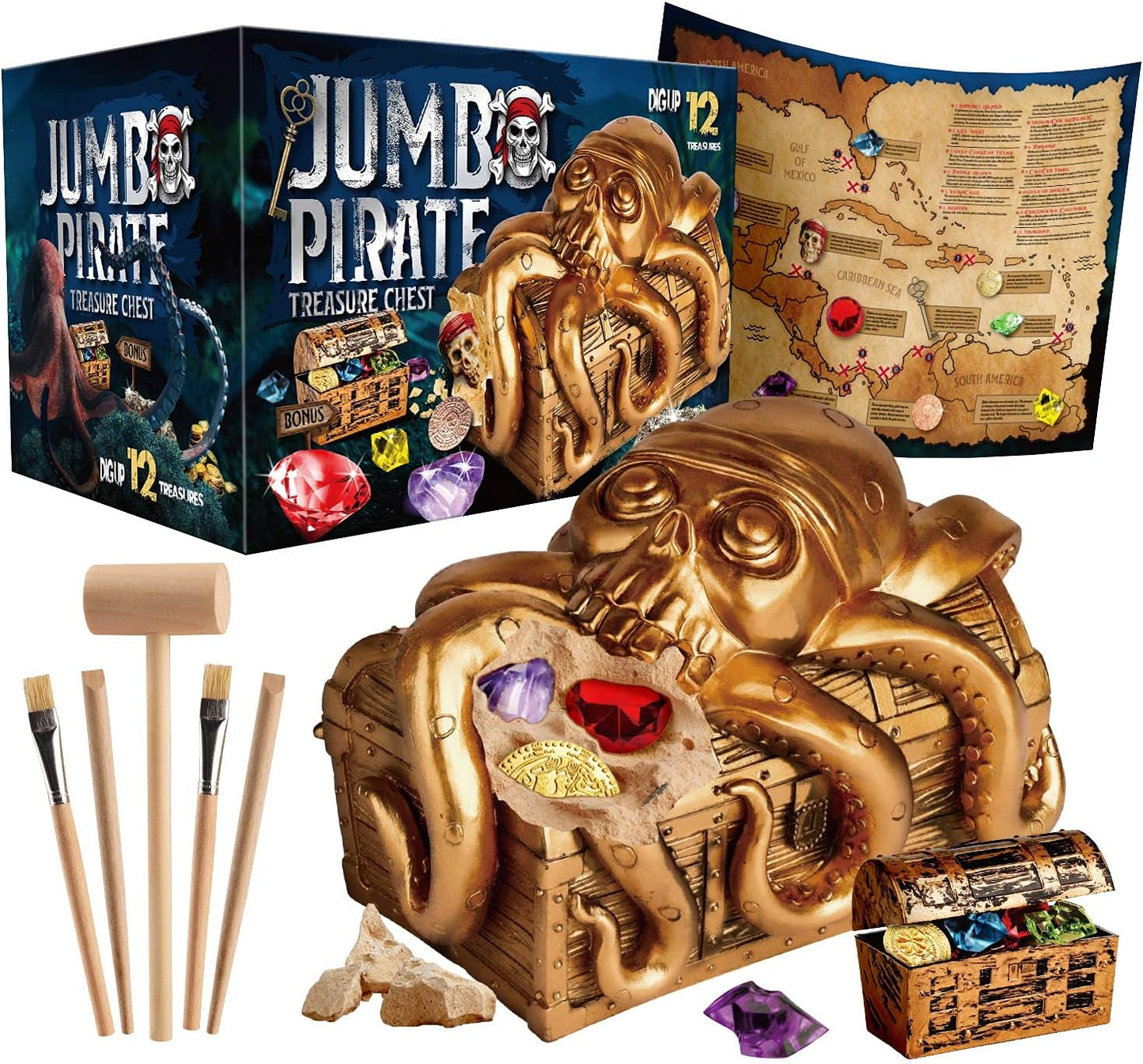 Dinosaur Egg Dig Kit, Unearth a Jumbo Dino Egg with 12 Unique Large Surprise Dinosaur Toys, Ideal Educational STEM Toys and Gifts for Kids Aged 5-7, Suitable for Party and Easter