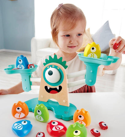 Hape Math Monster Scale Toy| 22 PCs Cute Counting Math Toy| STEM Educational Learning Counting Math Games for Preschool