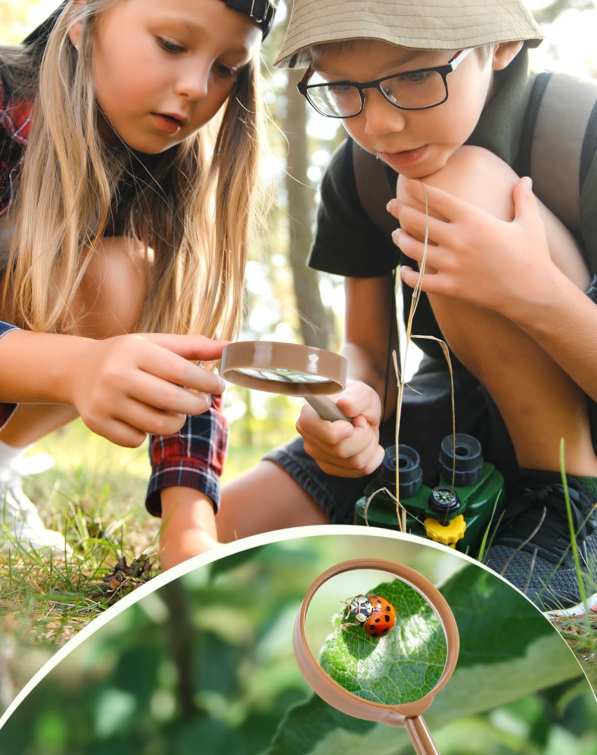 ROBUD Bug Catcher for Kids, Bug Catcher Kit with Bag Kit, Outdoor Exploration Set for Camping, Montessroi Toy for Kids Coming Closer to Nature，WRP07