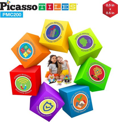 PicassoTiles 60pc Magnetic Puzzle Cube Building Set 1 Inch 3D Blocks STEM Construction Toy for Toddlers Kids Boys Girls Age 3+ Montessori Learning Travel Sensory Gift with Educational Idea Book PMC60