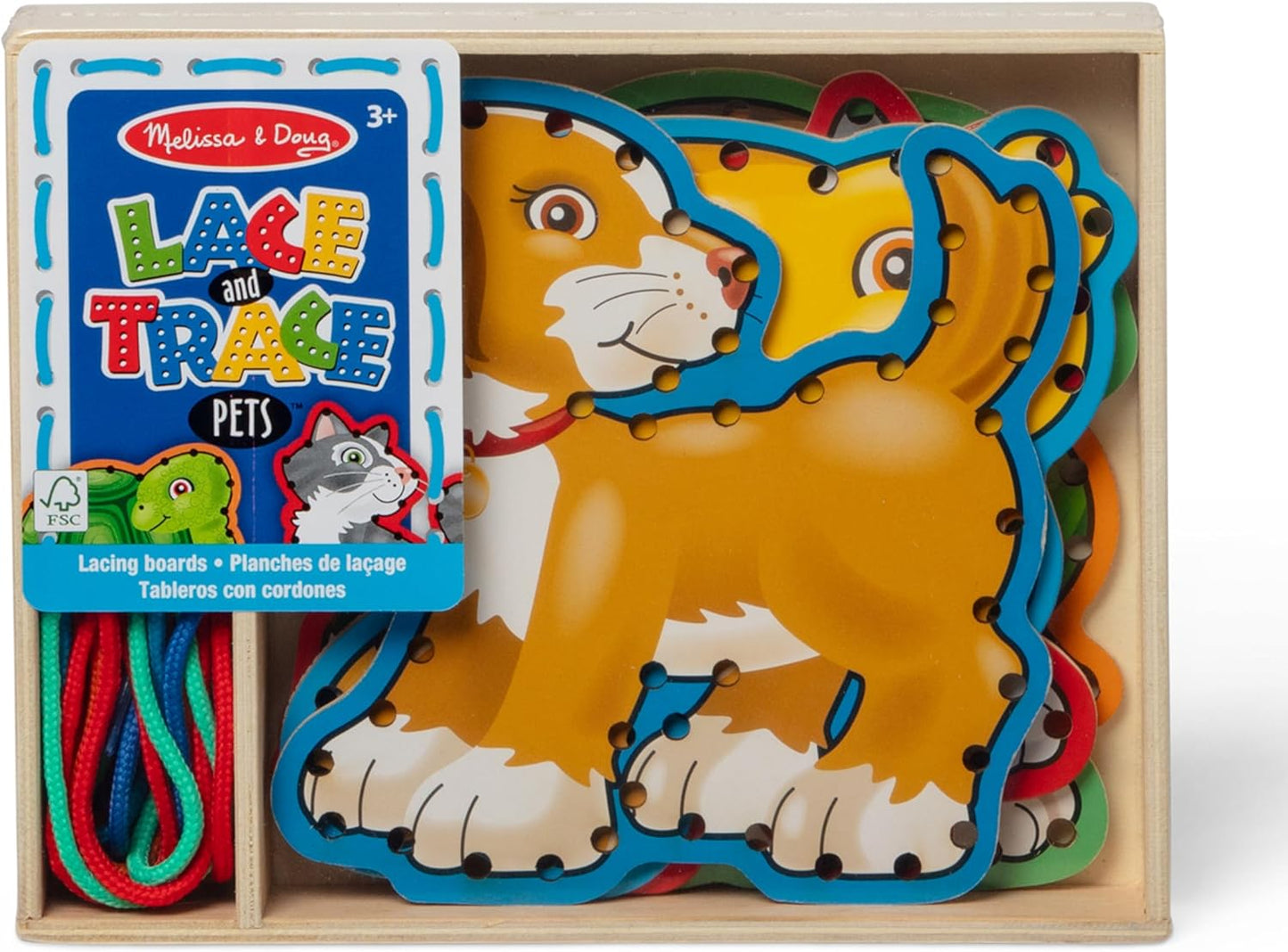 Melissa & Doug Lace and Trace Activity Set: 5 Wooden Panels and 5 Matching Laces - Farm