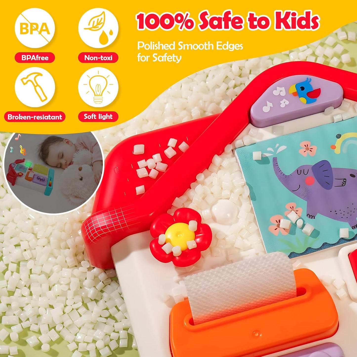 Montessori Busy Board Sensory Toys for Toddlers 1-3, Activity Music & LED Light Up Montessori Toys for 2+ Year Old, Travel Toys for 2 Year Old Boys & Girls, 2025