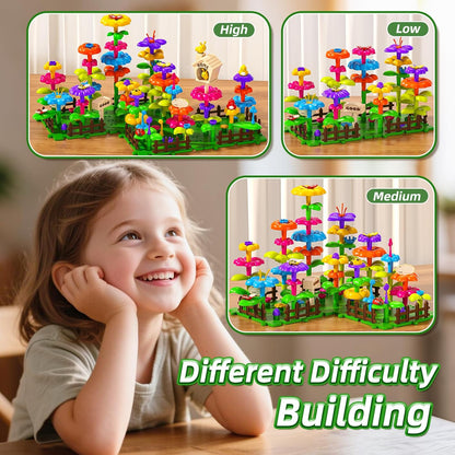145 Pcs Toys for 3 Year Old Girl, Toddler Gardening Set Flower Garden Toy Girls Building Sets Best Educational Learning Fine DIY Crafts Stem Construction Stacking Kit for 3 4 5 6 7 Years Kids