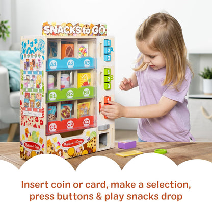 Melissa & Doug Sort-Stock-Select Wooden Vending Machine Toy with Play Food, Mini Vending Machine Toys & Play Money, Preschool Toys for Kids Ages 3+