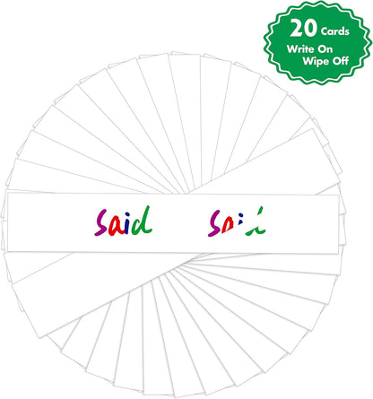Word Building Desktop Pocket Chart, 48 CVC Words & 50 First Words, Double-Sided Tent Word Builder, Vocabulary Learning Flashcards Set for Kindergarten Reading and Spelling